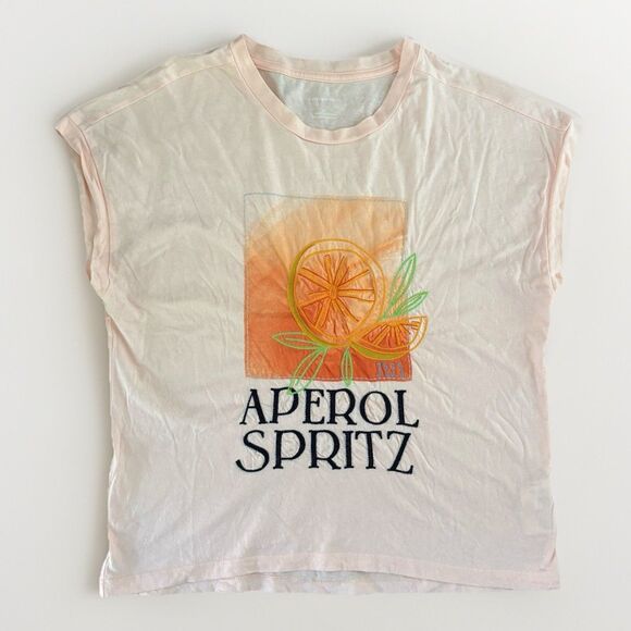 Anthropologie Tops - Anthropologie Tshirt Womens Size Small Aperol Spritz Summer Drinks Pastel
